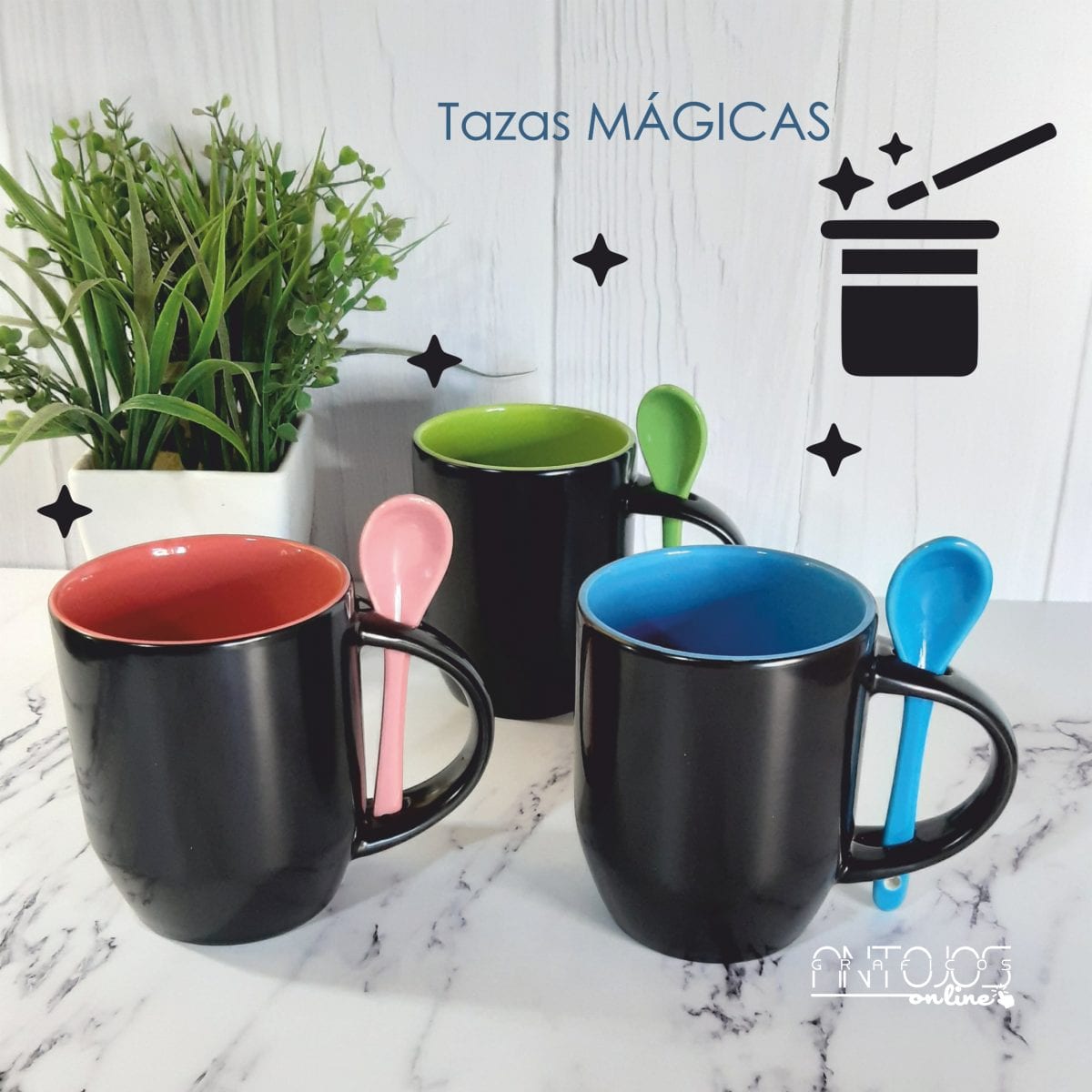 Taza Mágica personalizada de color con cuchara - CentroShop